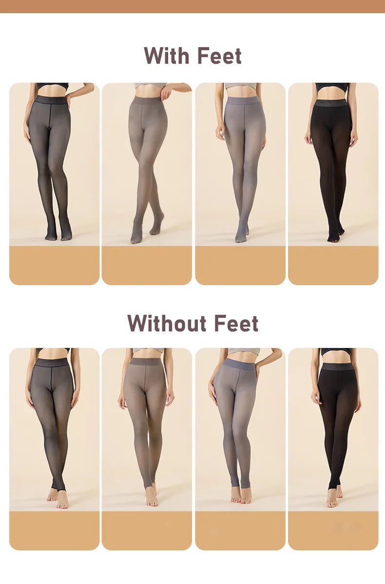 warm plush lined elasticated tights