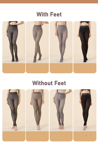 warm plush lined elasticated tights
