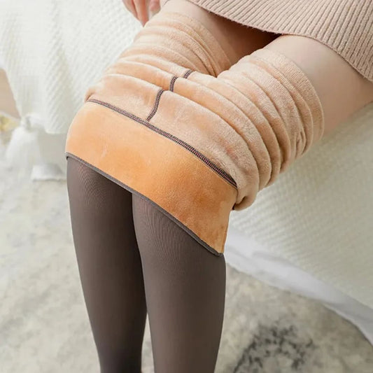 warm plush lined elasticated tights