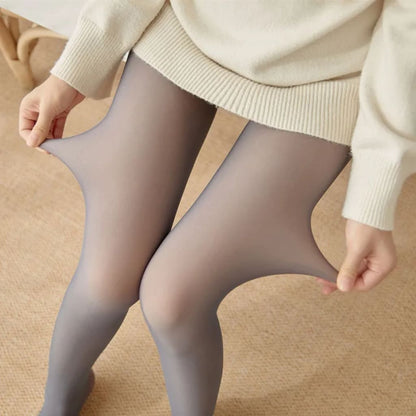 warm plush lined elasticated tights