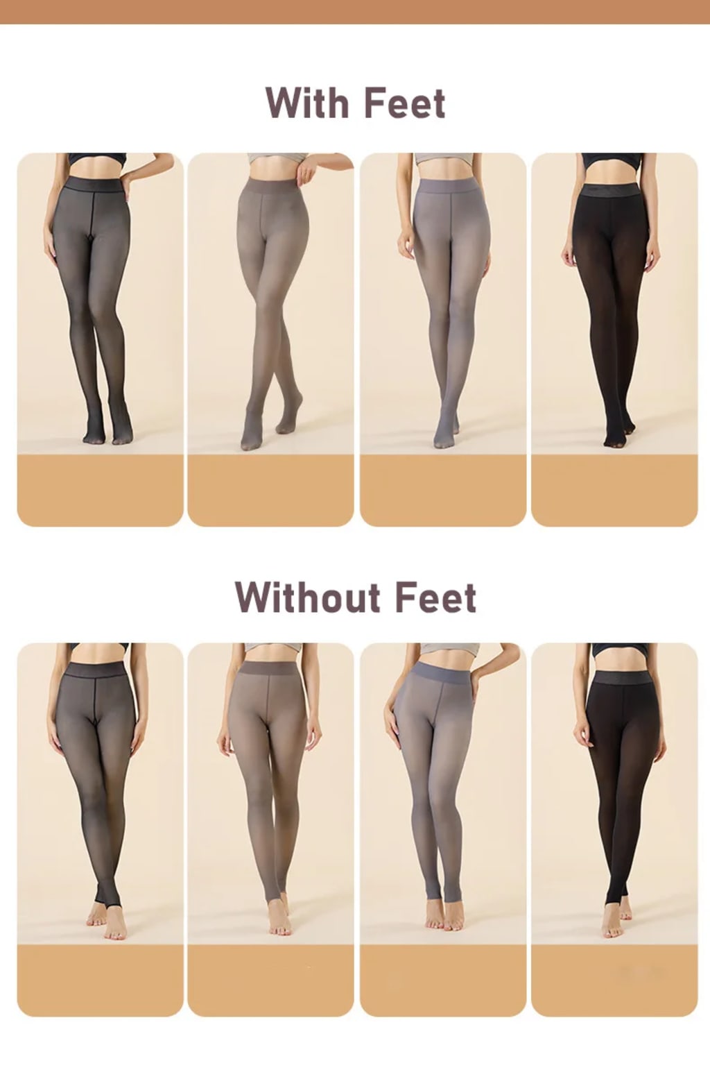 warm plush lined elasticated tights