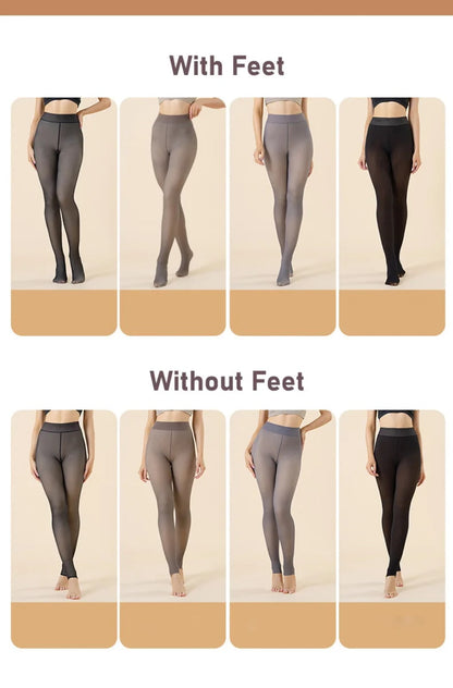 warm plush lined elasticated tights