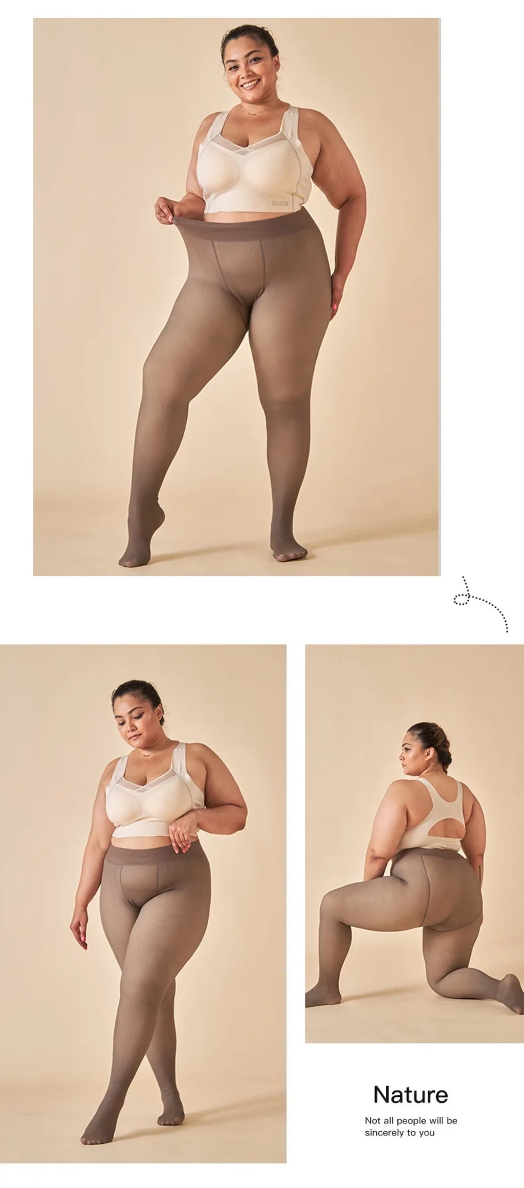 warm plush lined elasticated tights