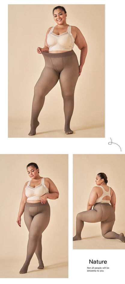 warm plush lined elasticated tights