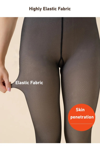 warm plush lined elasticated tights
