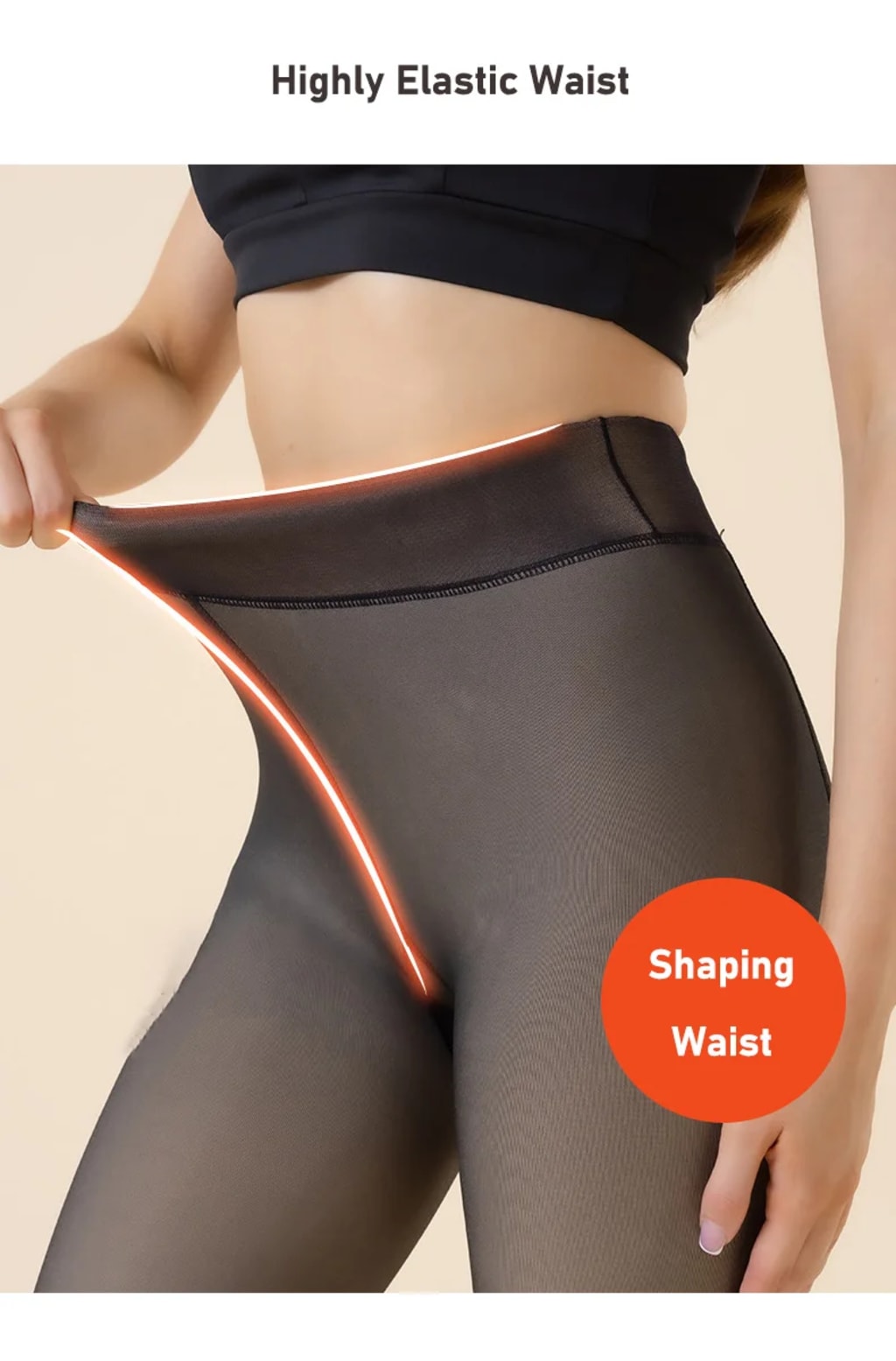 warm plush lined elasticated tights